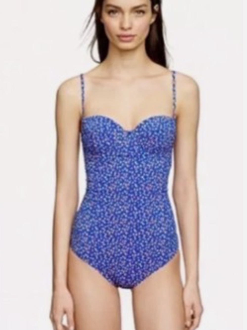 J.Crew Blue Floral One-Piece Swimsuit rose bud  removable straps